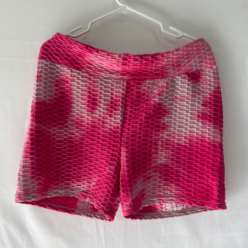 SHEIN Curve Pink Tie Dye Honeycomb Scrunch Butt Biker Shorts 3XL Activewear